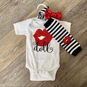 Esty Kiss Onesie w/Matching Leg Warmers & Headband